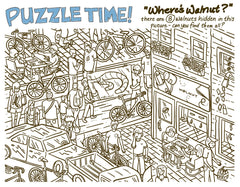 Where's Walnut Free Cartoon Search Puzzle Black and White