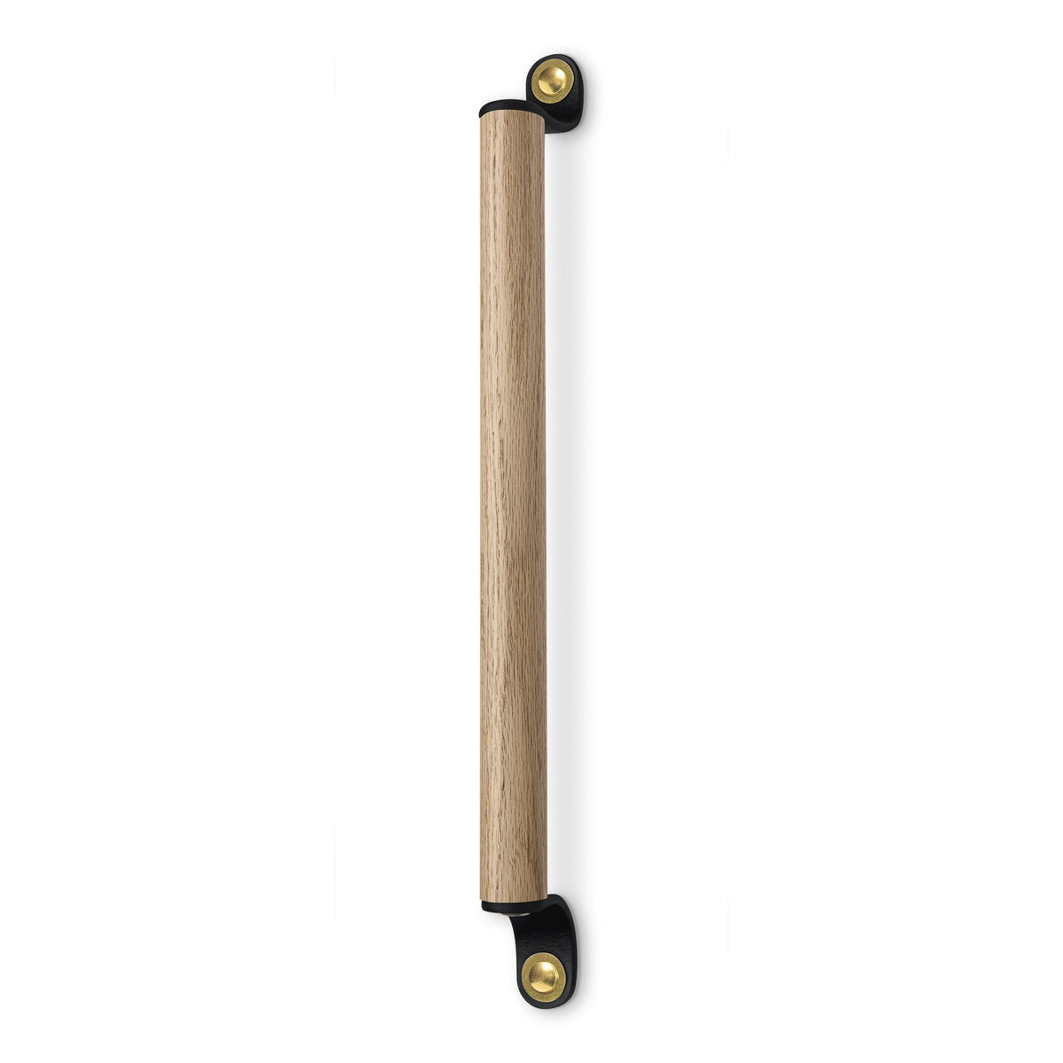 Walnut Studiolo Drawer Pulls Leather and Wood Handle - The Sellwood - 2 Sizes Black / Brass / 15.5&quot; Center-to-Center