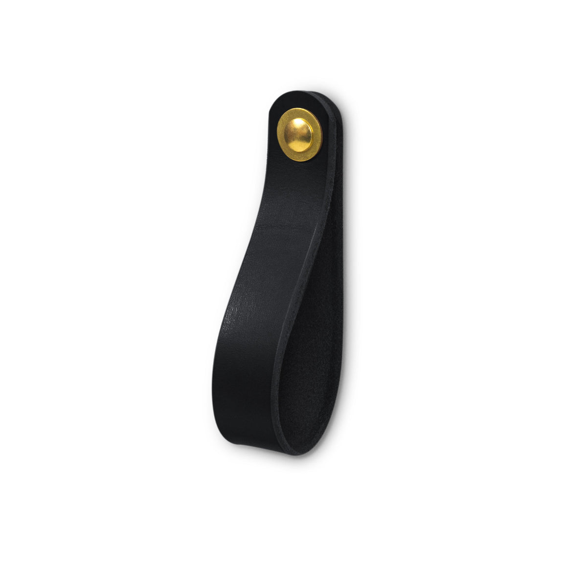 Walnut Studiolo Drawer Pulls Leather Drawer Pull - The Hawthorne (Large) Black / Brass