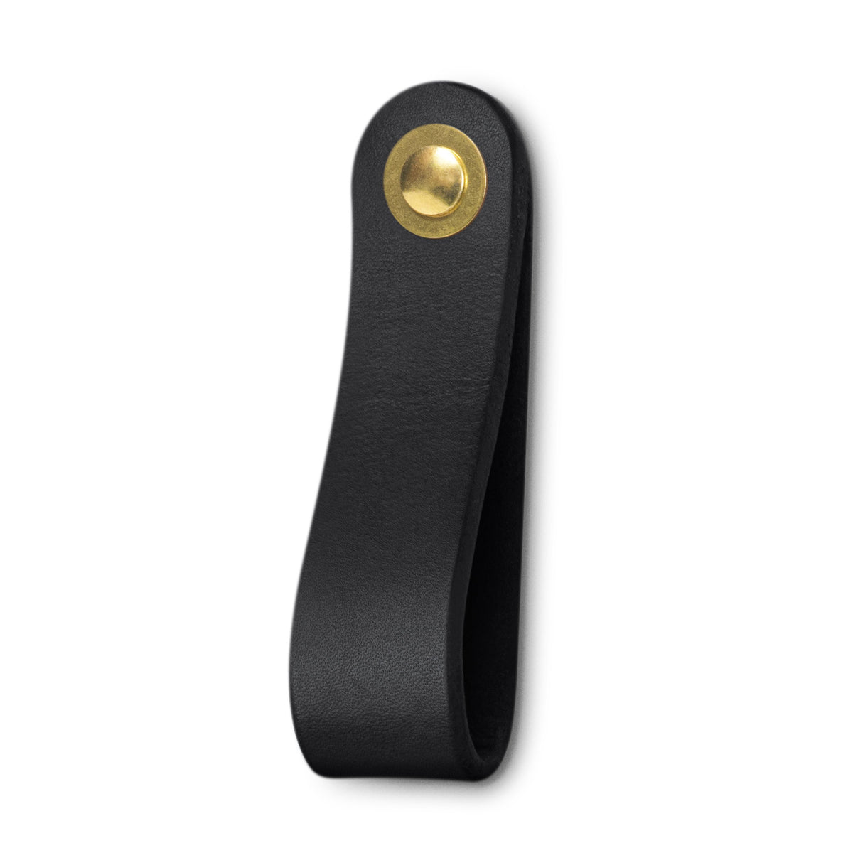 Walnut Studiolo Drawer Pulls Leather Drawer Pull - The Hawthorne (Wide) Black / Brass