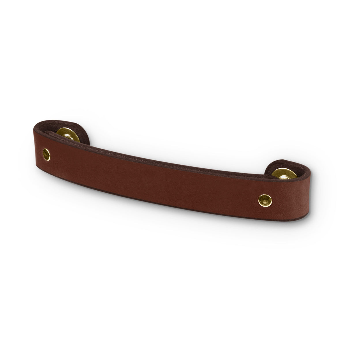 Walnut Studiolo Drawer Pulls Leather Handle - The Tilikum - 3 Sizes Dark Brown / Brass / 6&quot; Center-to-Center